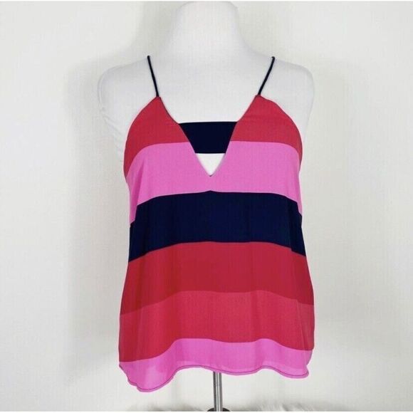 Express The Portofino Halter Racer Back Shirt Pink Striped Womens Med pre-owned - Picture 1 of 5